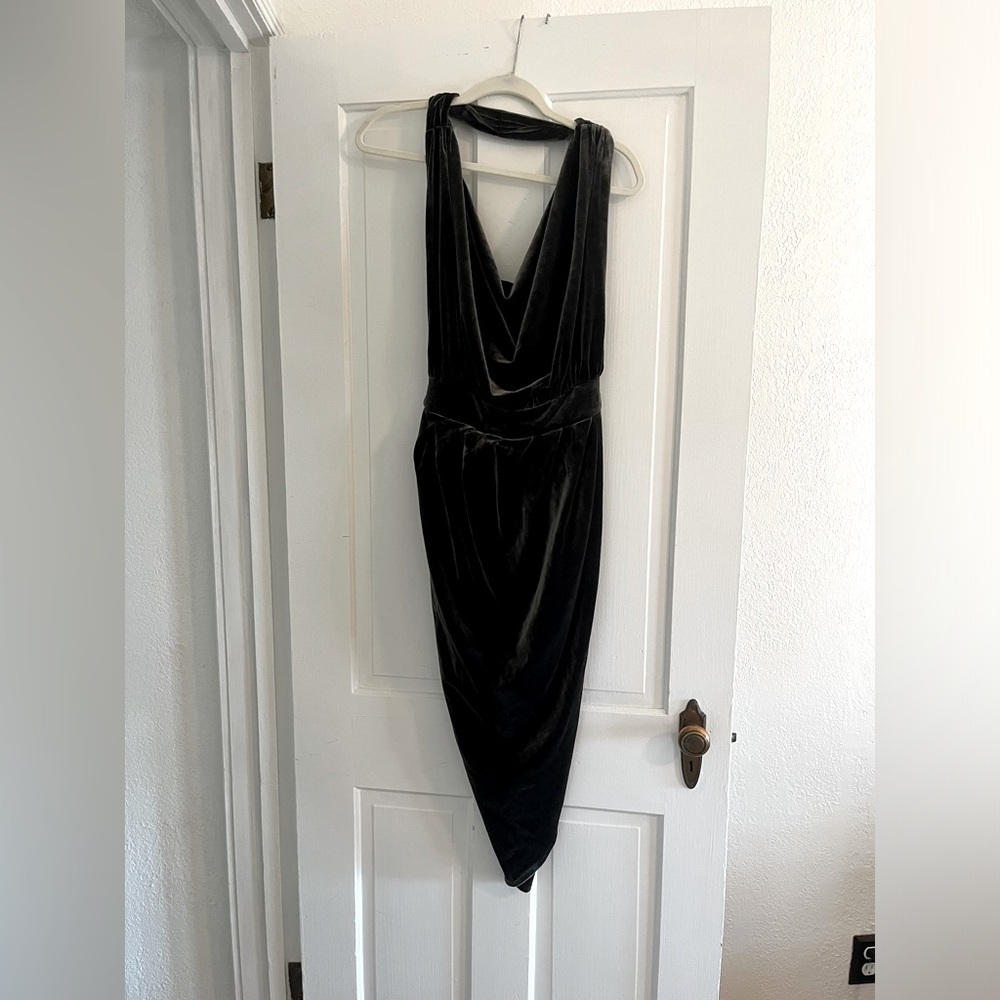 White Closet velvet halter dress